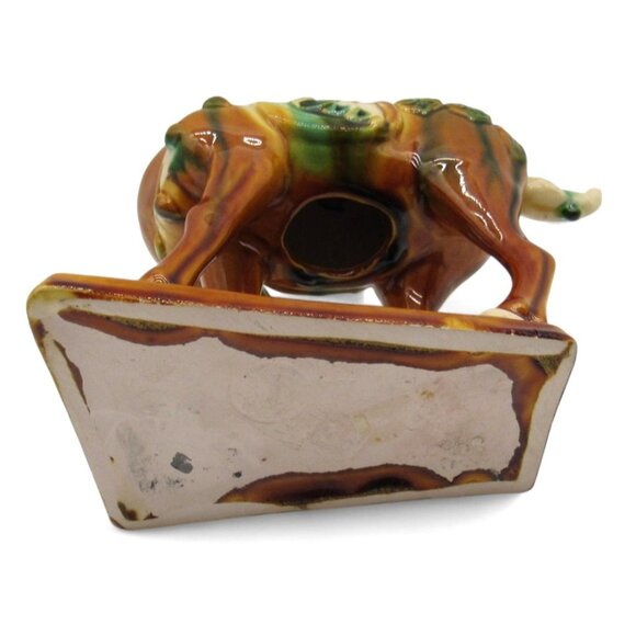 Vintage Tang Style Sancai Drip Glaze Ceramic Chinese War HORSE Figurine - Picture 9 of 10